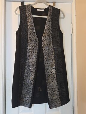 Joppa Vest Size 4 Boho Abstract Hand Painted Lightweight Black Multi